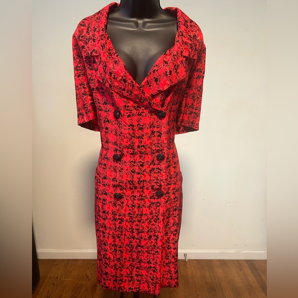 Gothic style double breasted checked dress